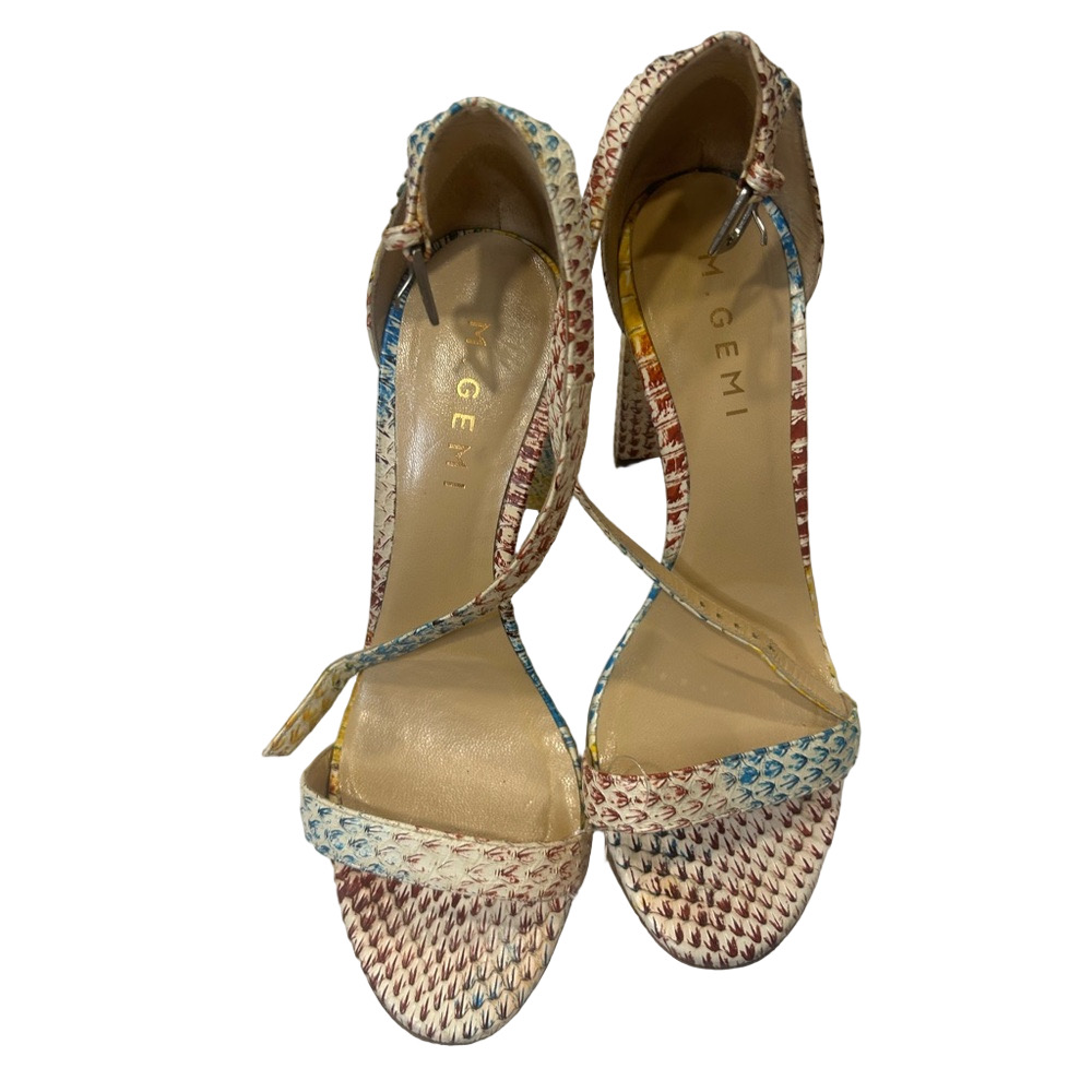 M. Gemi Cream and Blue Heels with Elegant Appeal